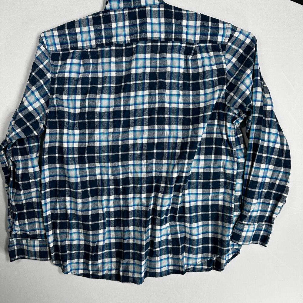 Old Navy Men Button Up Shirt XXL Blue Green Purple Plaid Long Sleeve 100% Cotton - Picture 3 of 8